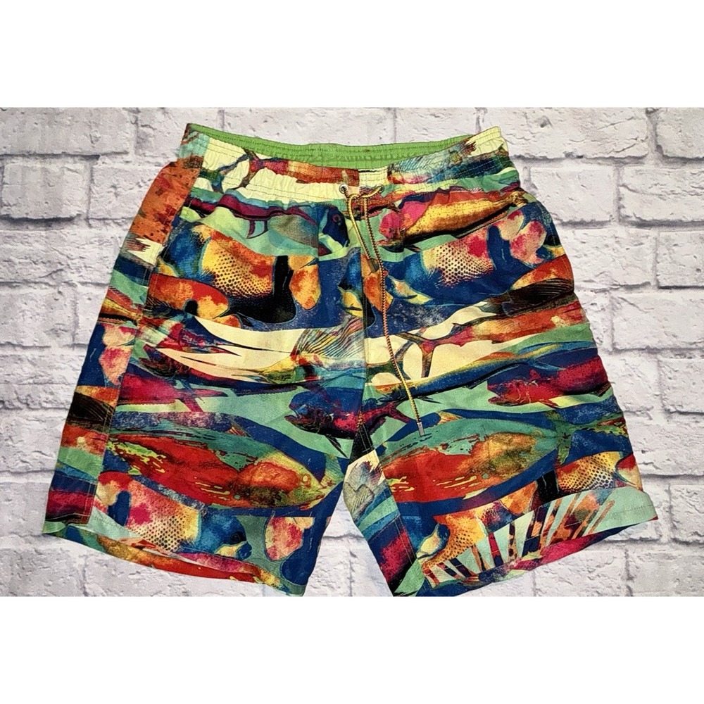 Mens‎ Large Bugatchi Uomo paisley swim trunks shorts lined